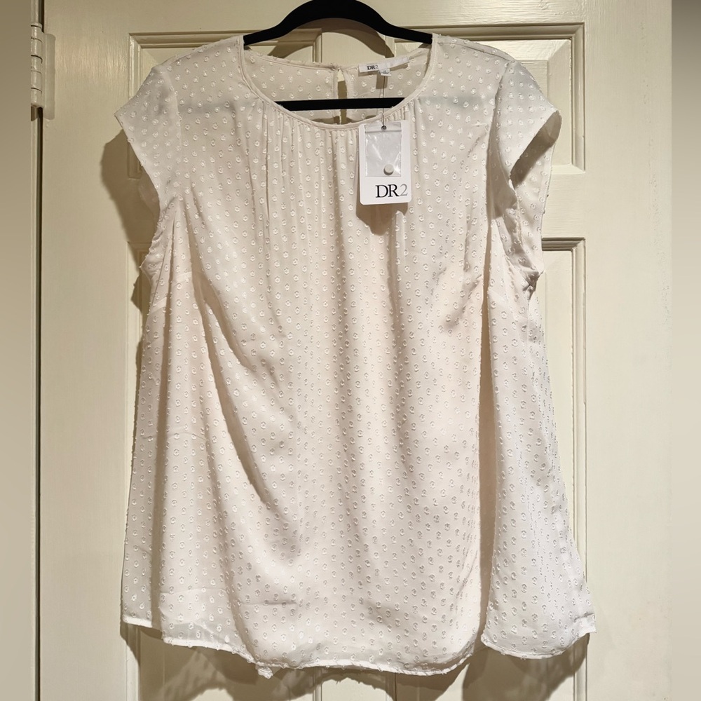 DR2 Daniel Rainn Swiss Dot Blouse - White - Size X1 - NEW WITH TAGS